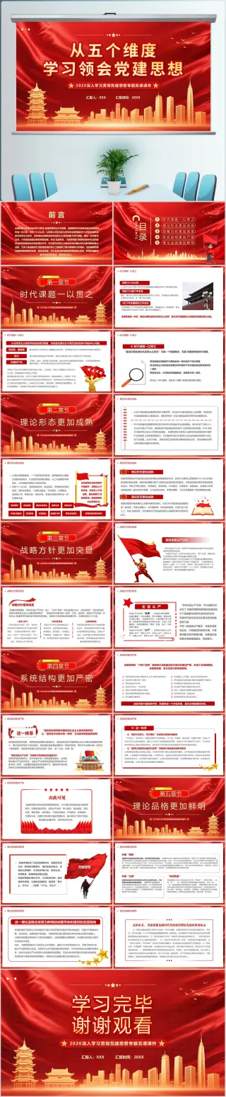 2026学习从五个维度学习领会党建思想专题党课PPT模板