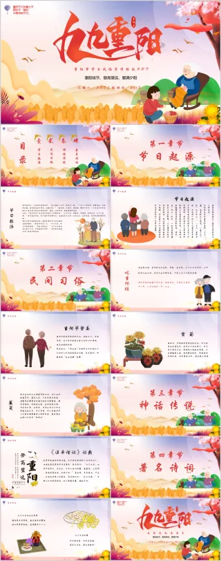 九九重阳节班会主题介绍ppt模板