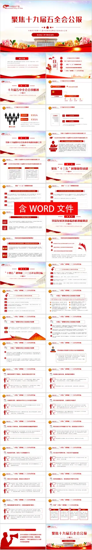 学习十九届五中全会公报解读党政党建党课PPT模版