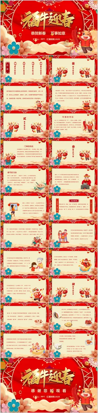 中国传统节假日新年春节习俗相关知识介绍主题班会PPT课件
