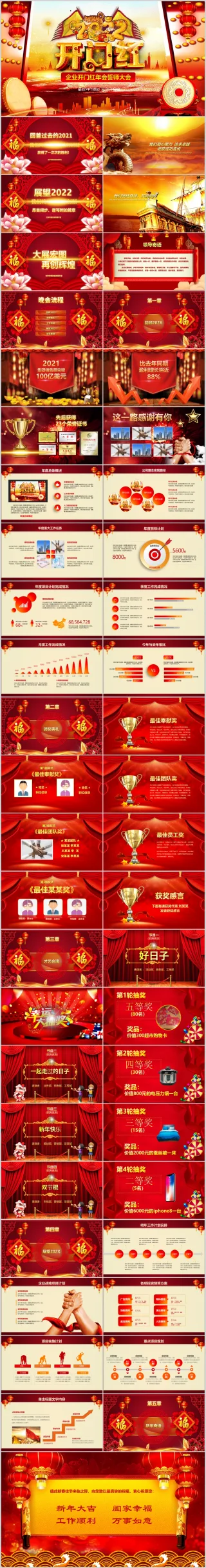 赢战2022企业年会颁奖誓师大会开门红ppt模板