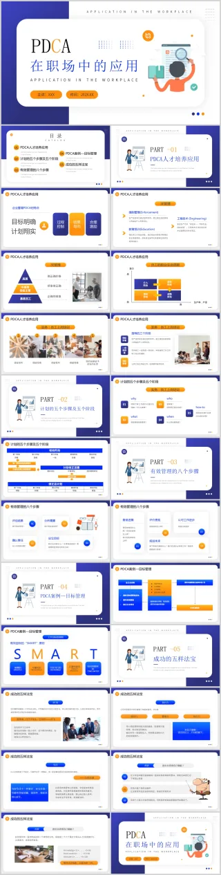 简约风PDCA在职场中的应用培训PPT模板